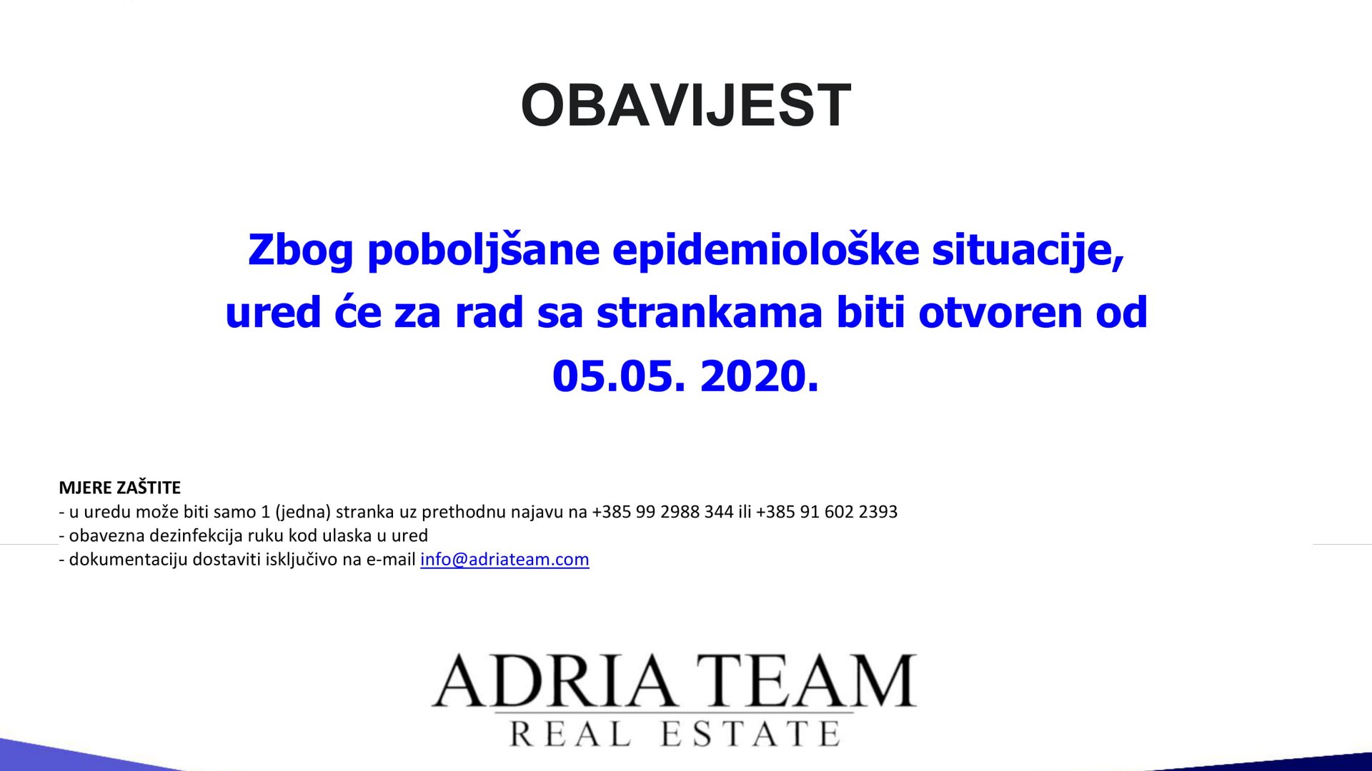 OD 5. 5. 2020. OTVOREN URED