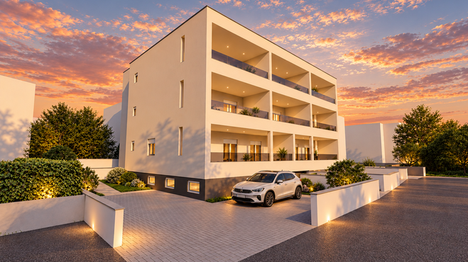 NOVOGRADNJA ZADAR CRVENE KUĆE | 2,5-SOBNI STAN 72,90 m² + VELIKI PRIVATNI VRT + 2 PARKIRNA MJESTA
